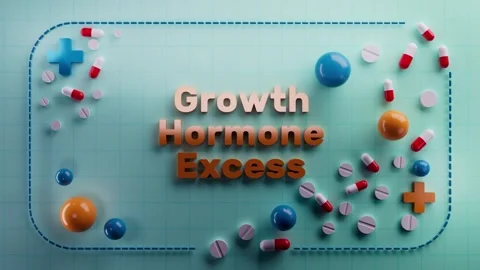 Growth Hormone Excess text animation on 3D medical background Stock Footage 314717908