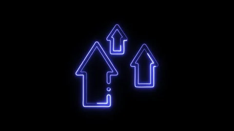 Growth Icon Isolated on Black Background, Progress Rise Neon Line Animation.. Stock Footage 324634893