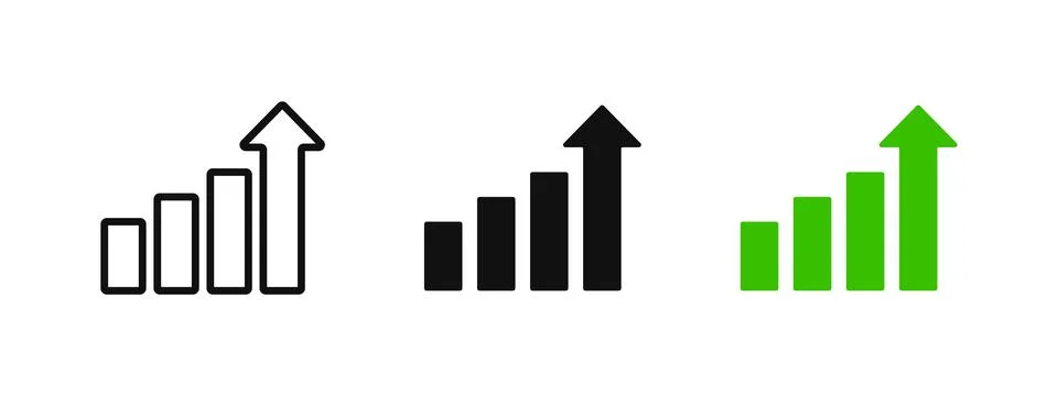 Growth icon. Progress symbol. Increasing statistic diagram. Rising up arrow.. Stock Illustration