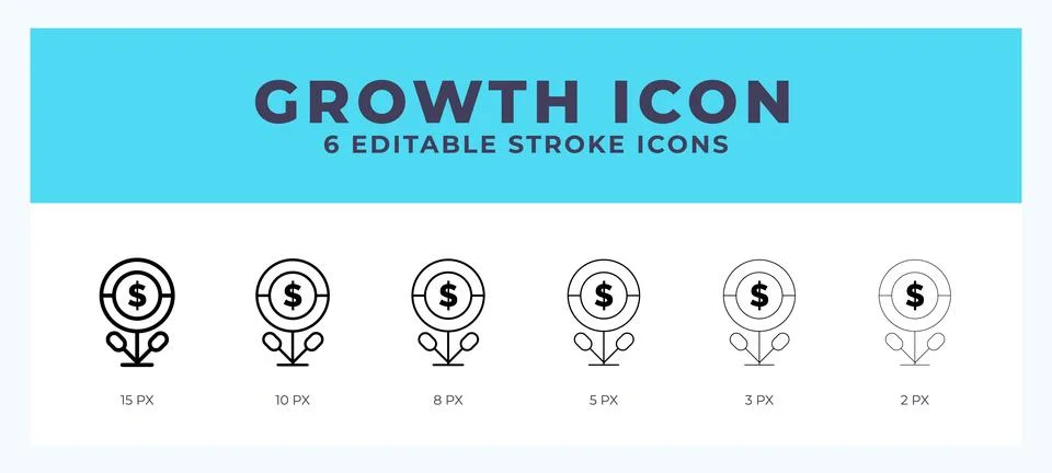 Growth icon set with different stroke. Vector illustration with editable st.. イラスト素材