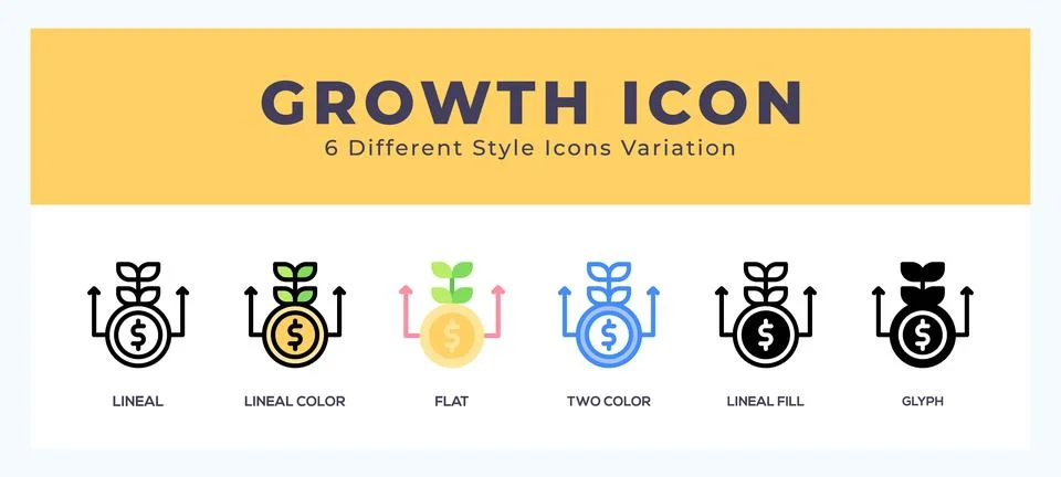 Growth icon set with different styles. Design elements for logo. Vector ill.. Stockillustratie
