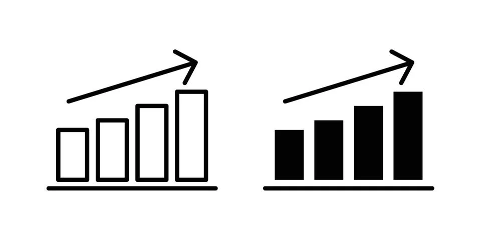 Growth icon silhouette vector set. thin line pack Stock Illustration