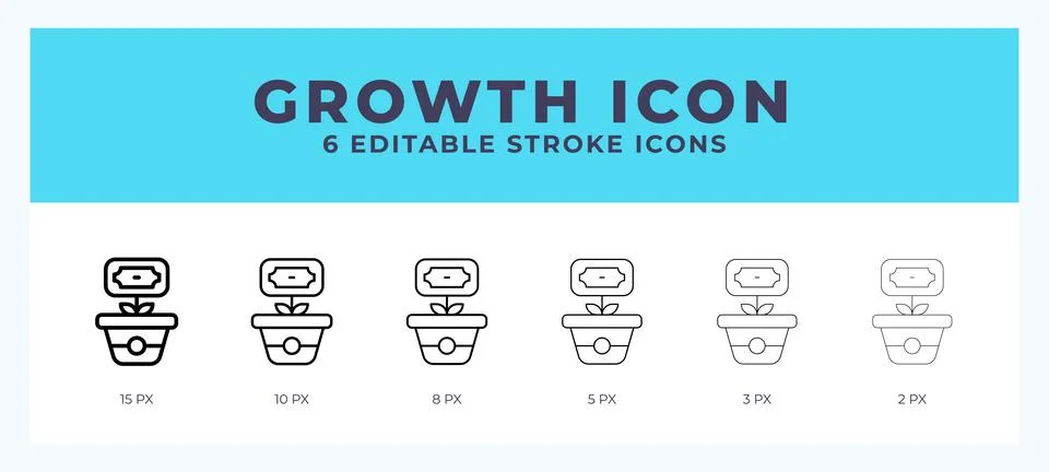 Growth icon vector for web. And mobile app. Editable stroke outline icon. Illustrazione stock