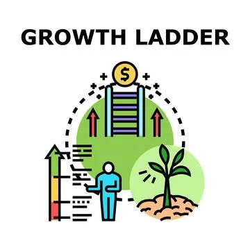 Growth ladder concept for business development progress Stock Illustration