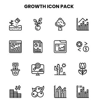 Growth Line Bundle Icons Pack Stock Illustration