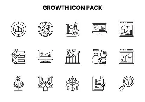 Growth Line Bundle Icons Pack Stock Illustration