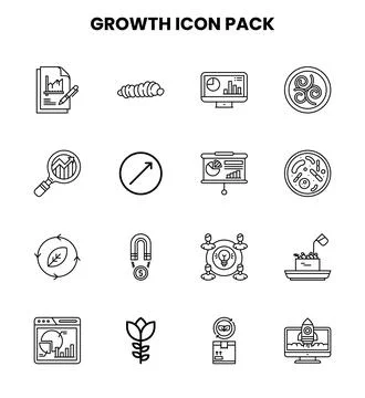 Growth Line Design Icons Pack Illustrazione stock