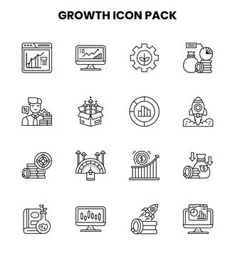Growth Line Graphics Icons Pack Stock Illustration