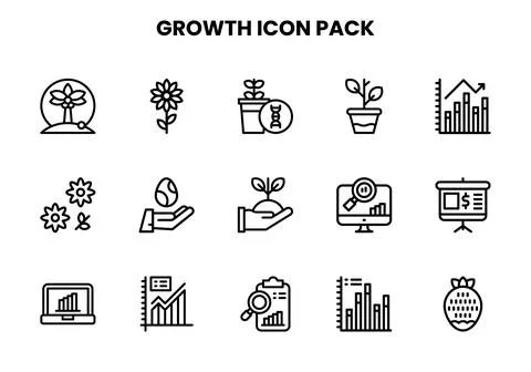Growth Line Icons Pack Stock Illustration