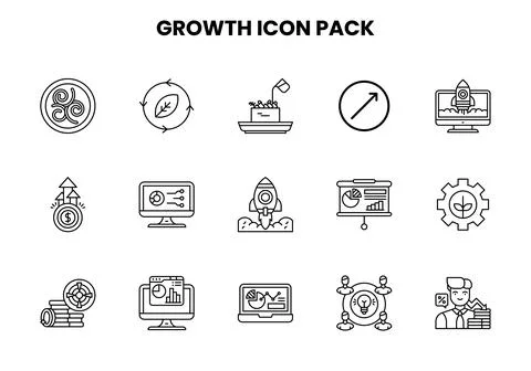 Growth Line Icons Pack Illustrazione stock