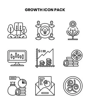 Growth Line Icons Pack Stock Illustration