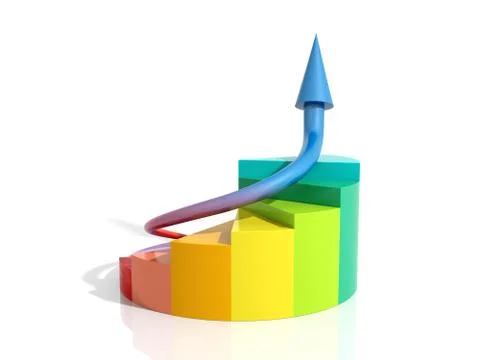 Growth line in pie graph Stock Illustration