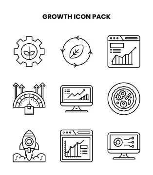 Growth Line Set Icons Pack Illustrazione stock
