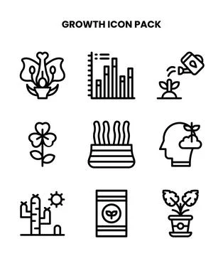 Growth Line Set Icons Pack Stock Illustration