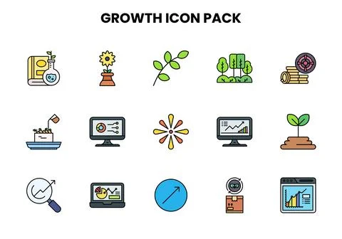 Growth Lineal Color Bundle Icons Pack 스톡 일러스트
