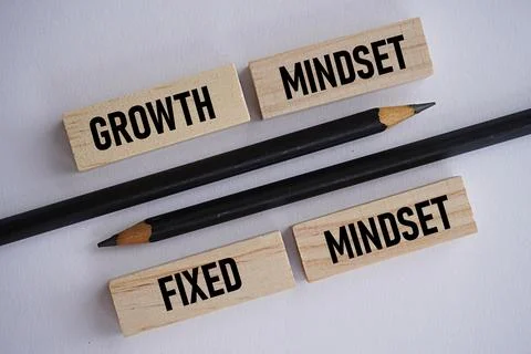 GROWTH MINDSET FIXED MINDSET print. Thinking concept. Education concept Stock Photos