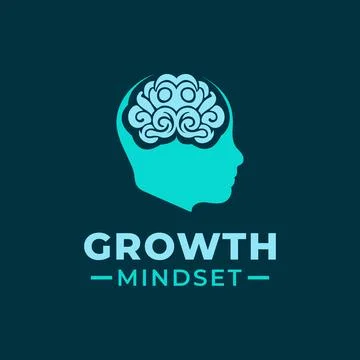 Growth Mindset logo design vector template with human head and brain. Stock Illustration