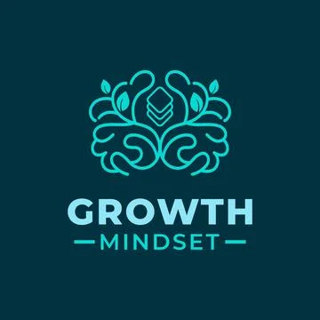 Growth Mindset logo design vector template with a creative brain. Stock Illustration