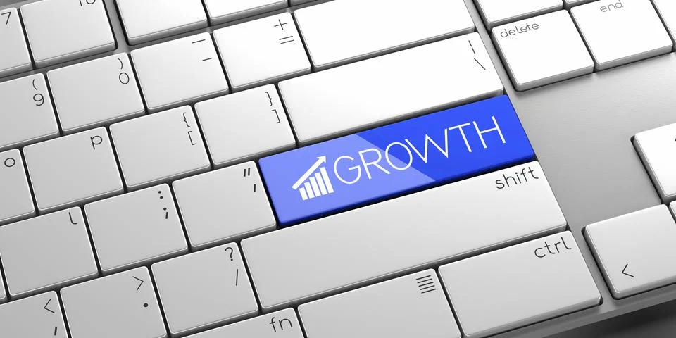 Growth - modern computer keyboard - 3D illustration Stock Illustration