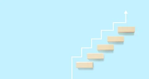 Growth or increase design concept. Cube block staircase moving step growing.. Stock Illustration