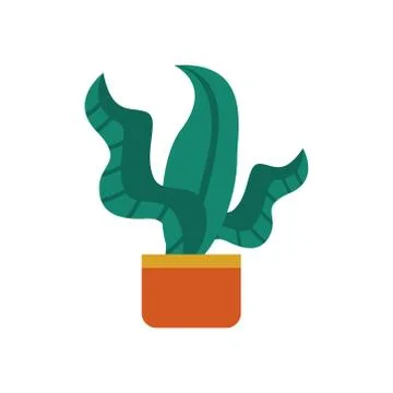 Growth plant in ceramic pot flat style icon Stock Illustration