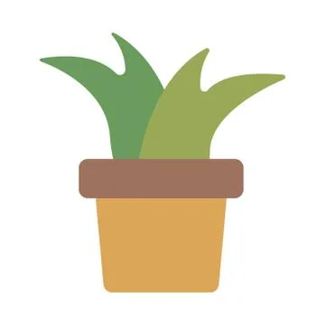 Growth plant in ceramic pot flat style icon Stock Illustration
