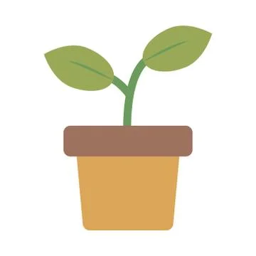 Growth plant in ceramic pot flat style icon Stock Illustration