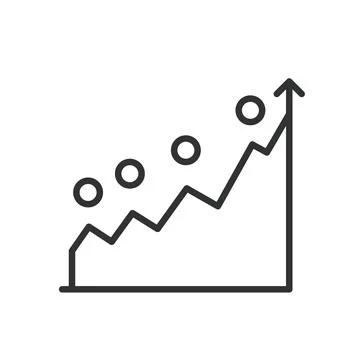 Growth points graph, icon in line design. Growth, points, graph, data, increase 스톡 일러스트