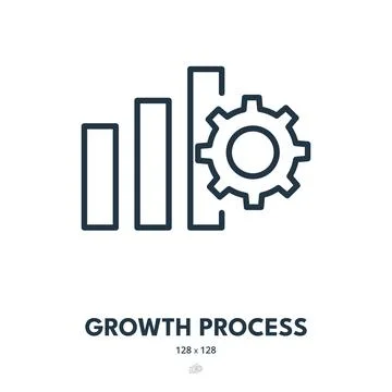Growth Process Icon. Progress, Increase, Profit. Editable Stroke Stock Illustration