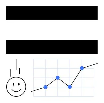 Growth Process Illustrated by Rising Graph and Happy Face with Arrow Indica.. Stock Illustration
