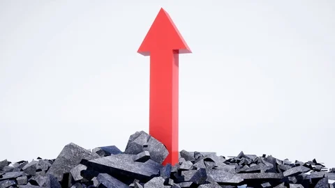 Growth progress red arrow. 3d illustration Stock Footage 129206809