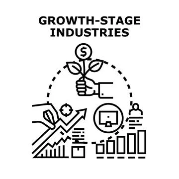 Growth stage industries concept developing successful business Stock Illustration