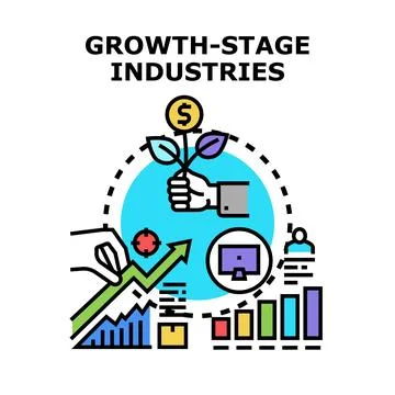 Growth stage industries concept developing successful business Stock Illustration