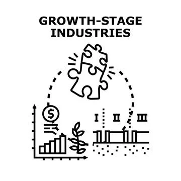 Growth stage industries developing business solutions concept Stock Illustration