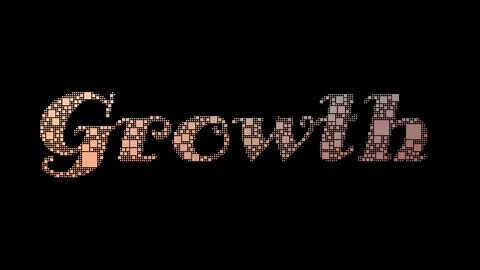 Growth Stock Pixelated Text Morphing Looping Grid With Glitch Effect Vidéo 113882387