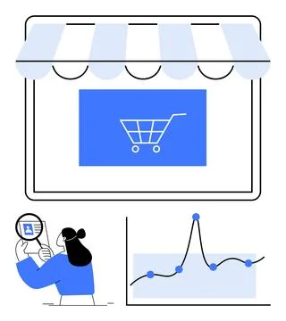 Growth Strategies in E-commerce Analyzing Performance with Digital Tools an.. 스톡 일러스트