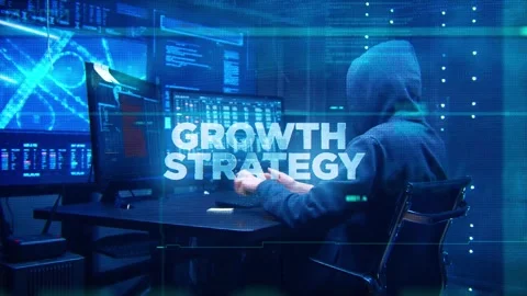 Growth Strategy concept technology futuristic data background Blue Color Stock Footage 343571485