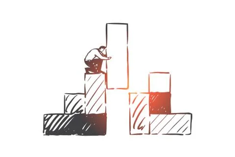 Growth, strategy, success concept sketch. Hand drawn isolated vector Stockillustratie