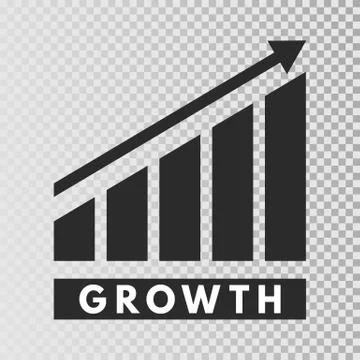 Growth template. Growing bar graph icon on transparent background. Business p Stock Illustration