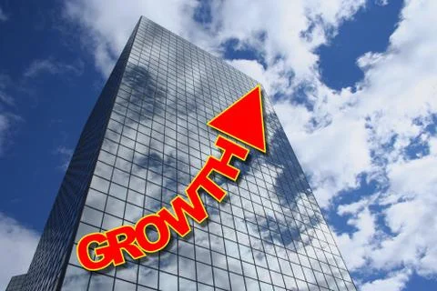 Growth text with skyscraper Stock Illustration