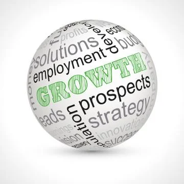 Growth theme sphere with keywords Stock Illustration