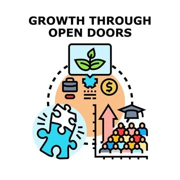 Growth through open doors concept illustration for career development Stockillustratie