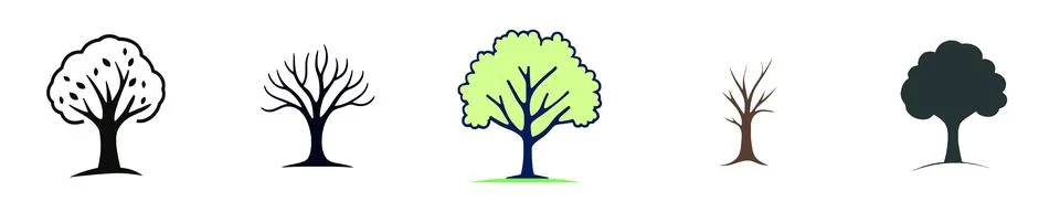 Growth of Trees Through Different Seasons Stock Illustration