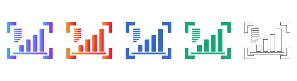 Growth Trend Analytics Frame Icon Set イラスト素材
