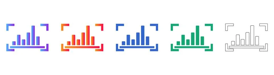Growth Trend Bar Chart Focus Icons Stockillustratie
