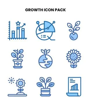 Growth Two Colour Bundle Icons Pack Stock Illustration