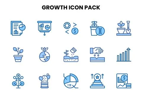 Growth Two Colour Bundle Icons Pack Stock Illustration