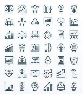 Growth Ultimate Vector Package with 42 256x256 Regular Line Detail Enhanced.. Stockillustratie