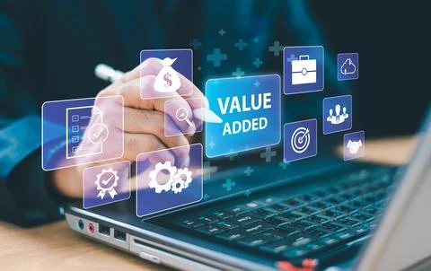 Growth value, increase value service, company value added, business growth co Stock Photos
