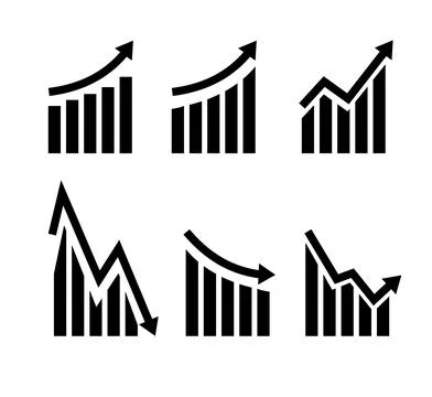 Growth vector icon. Graph or diagram with arrow going up and down. Vector Stock Illustration